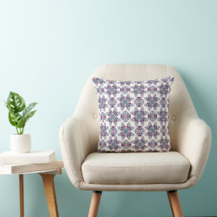 Coussin Motif floral Ikat coloré