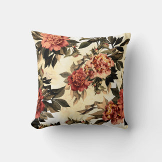 Coussin Motif floral incomparable avec roses rouge et oran