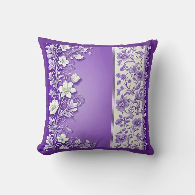 Coussin Motif floral Lilac-pourpre (Recto)