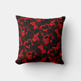 Coussin Motif floral moderne rouge et noir