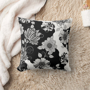 Coussin Motif floral monochrome chic de luxe (4)