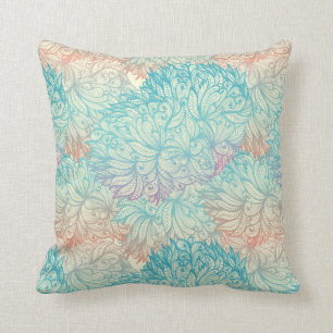 Coussin Motif floral multicolore de griffonnage