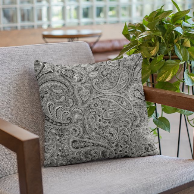 Coussin Motif floral noir et gris (Créateur téléchargé)