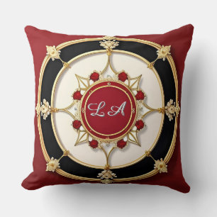 Coussin Motif floral orné en or