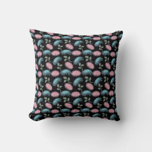 Coussin Motif floral pastel sur fond noir Cute D