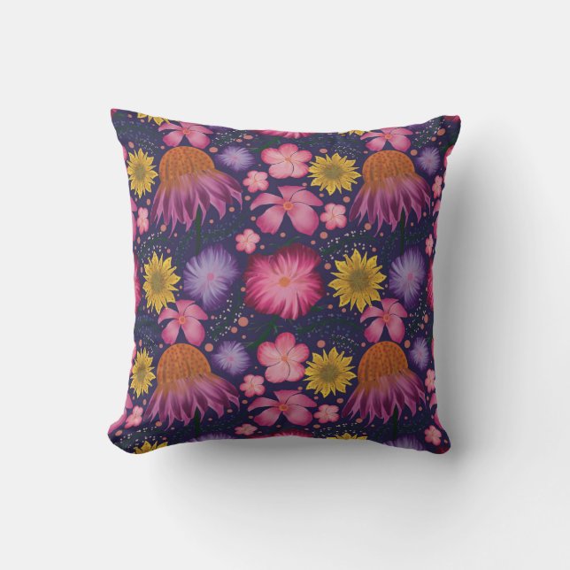 Coussin Motif floral pourpre du confleur (Recto)