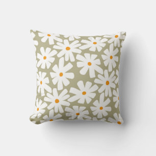 Coussin Motif floral rétro aux marguerites printanières ve