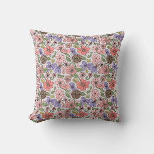 Coussin Motif floral rétro sans couture Bohème