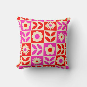 Coussin Motif floral rétro vibrant