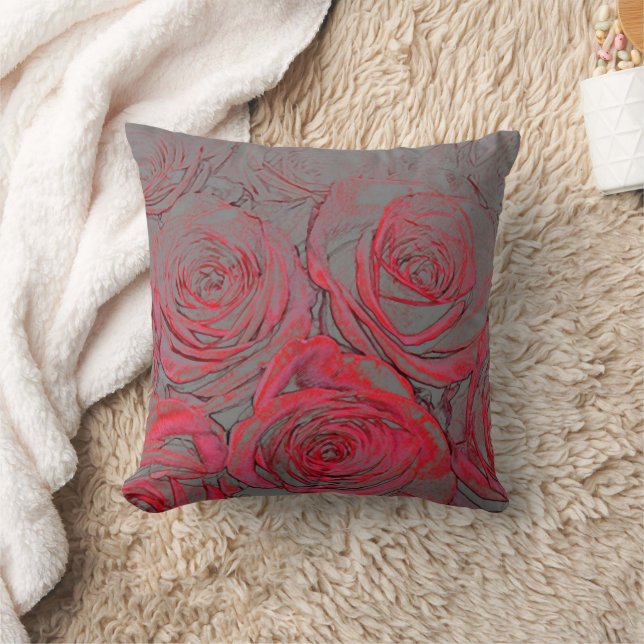 Coussin Motif Floral Rose (Couverture)