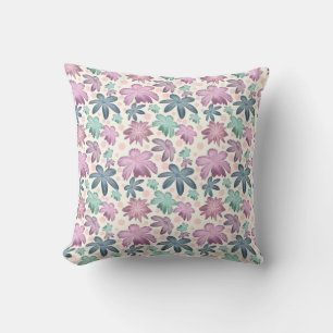 Coussin Motif floral rose aquarelle doux Papier peint