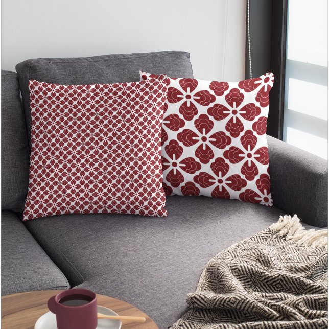 Coussin Motif floral rouge et blanc Hanabishi (Créateur téléchargé)
