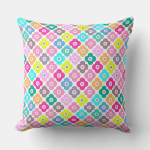 Coussin Motif floral rustique multicolore sur fond blanc