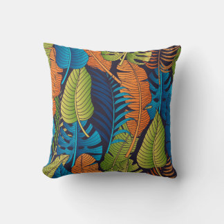 Coussin Motif floral sans couture avec feuilles. dos tropi