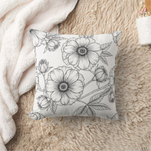 Coussin Motif floral sans couture d'art en ligne minimalis