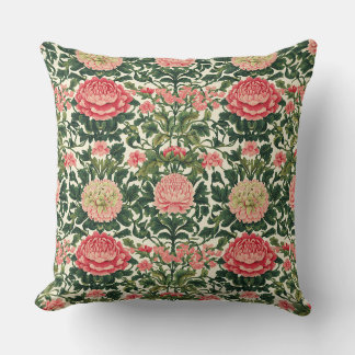 Coussin Motif floral symétrique de pivoine rose