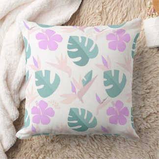 Coussin Motif floral tropical pastel