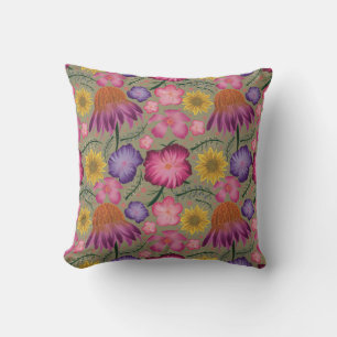 Coussin Motif floral vert de l'aile de confleur