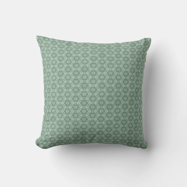 Coussin Motif Floral Vert Mint (Recto)