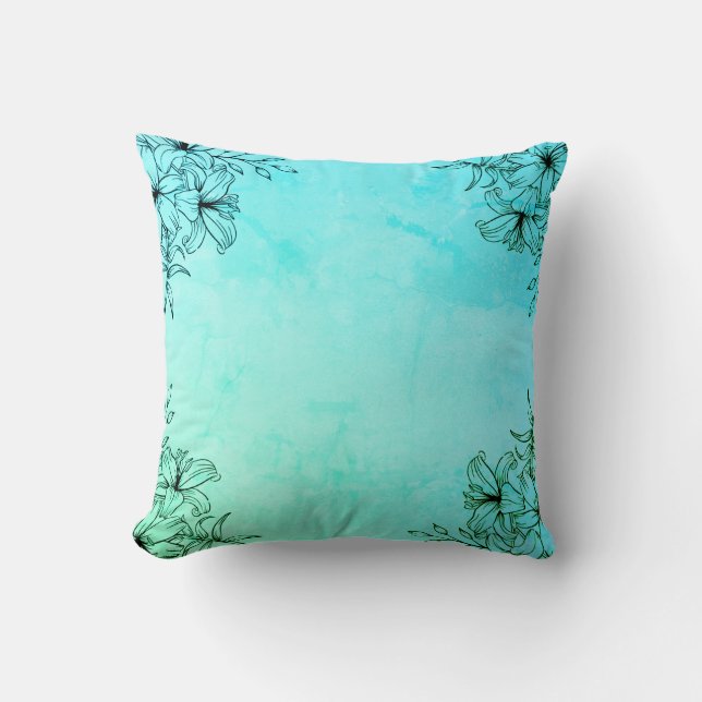 Coussin Motif floral vert noir élégant (Recto)