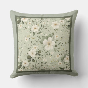 Coussin Motif floral vert Sage inversé