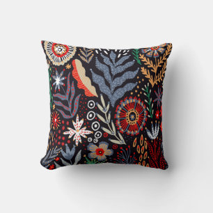 Coussin Motif folklorique, design textile transparent avec