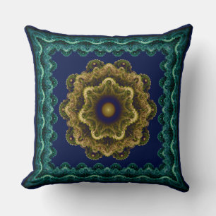 Coussin Motif fractal encadré floral de fée