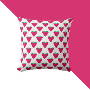 Coussin Motif Fruit Baie Rose Framboise