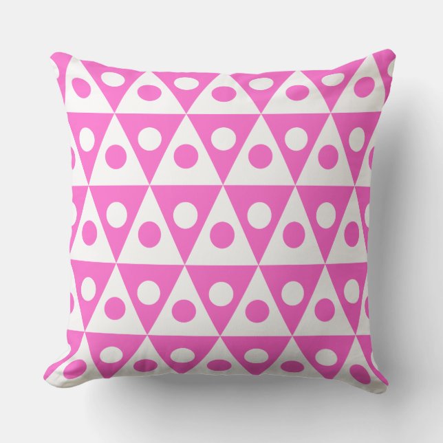 Coussin Motif géométrique 260514 - Blanc sur rose profond (Recto)
