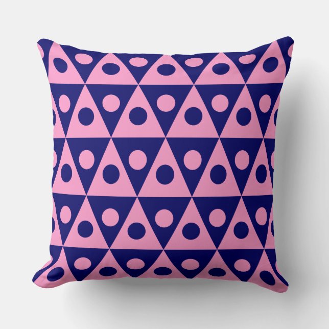 Coussin Motif géométrique 260514 - Rose avec marine profon (Recto)