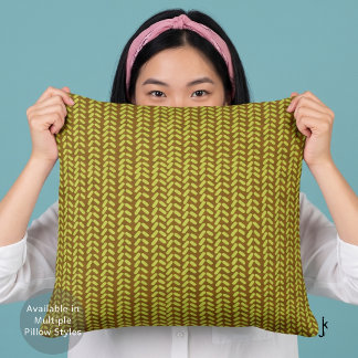 Coussin Motif géométrique à carreaux en chocolat vert citr