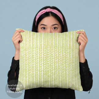 Coussin Motif géométrique à chevrons vert citron et blanc