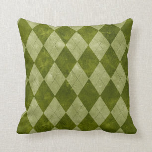 Coussin Motif géométrique à motifs de losanges vert moussu