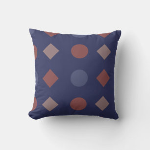 Coussin Motif géométrique à points de diamant - Marine, br
