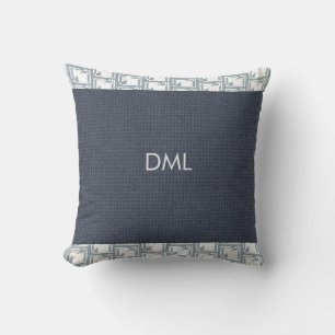Coussin Motif géométrique à texture tons bleus chauds jeté