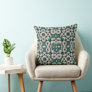 Coussin Motif géométrique abstrait à axe émeraude 1284