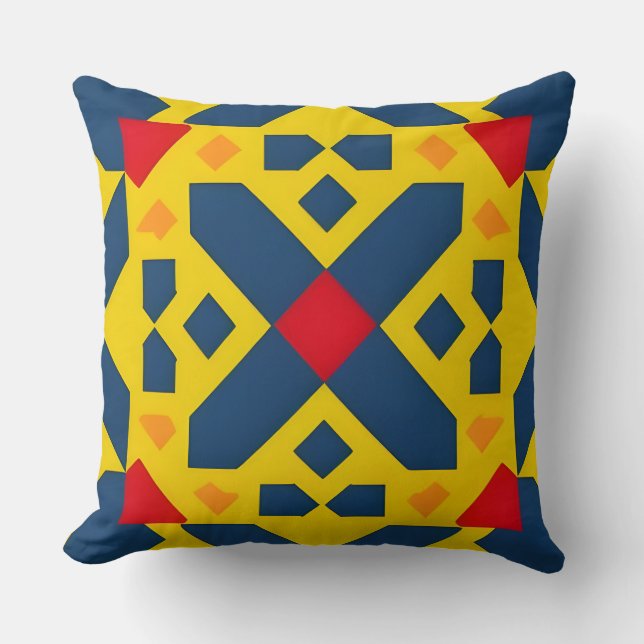 Coussin Motif géométrique Abstrait aux couleurs vives (Recto)
