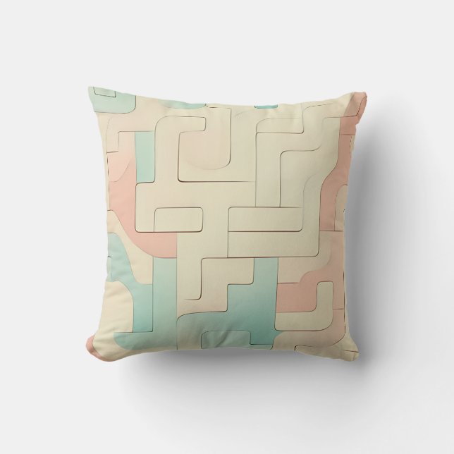 Coussin Motif Géométrique Abstrait - Couleurs Pastel Douce (Recto)