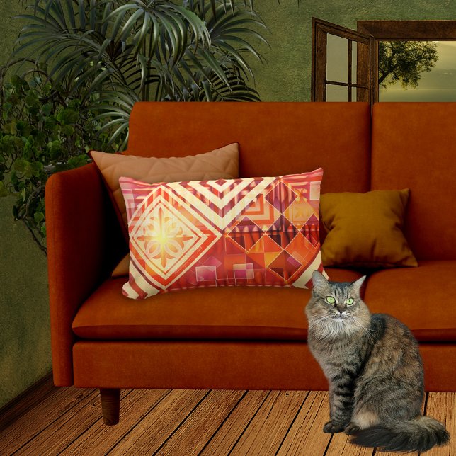 Coussin Motif géométrique Abstrait rouge orange (Créateur téléchargé)