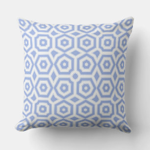 Coussin Motif géométrique art déco bleu clair et blanc