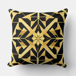 Coussin Motif Géométrique Art Déco Doré