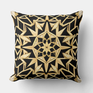 Coussin Motif Géométrique Art Déco Doré
