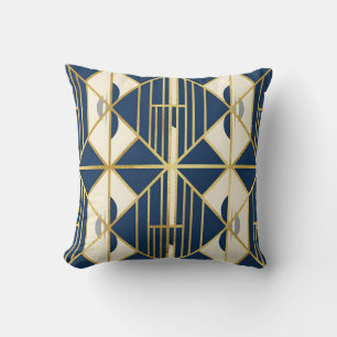 Coussin Motif géométrique Art Déco Navy et Or