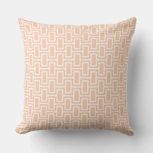 Coussin Motif géométrique avec rectangle pêche et blanc