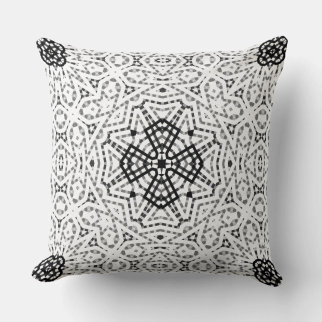 Coussin Motif géométrique blanc et noir (Recto)