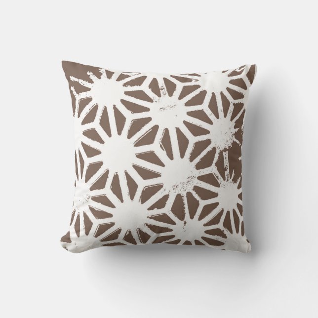 Coussin motif géométrique Brown et blanc (Recto)