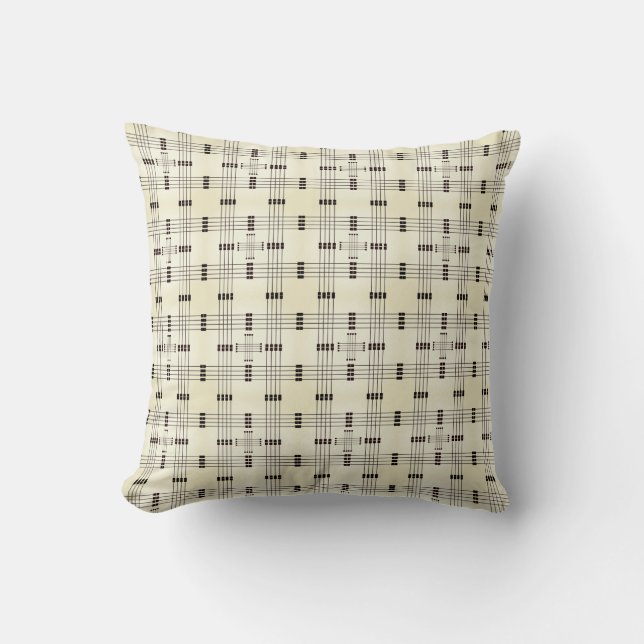 Coussin Motif géométrique | CARRÉ | Lignes | Beige | (Recto)