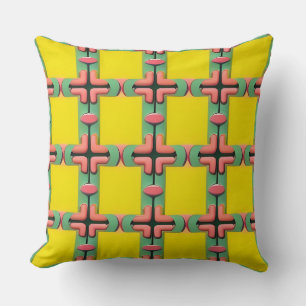 Coussin Motif géométrique carreauté jaune vert bleu