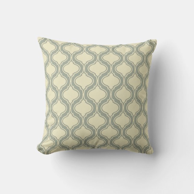 Coussin Motif géométrique Crème & Sage-Green (Recto)