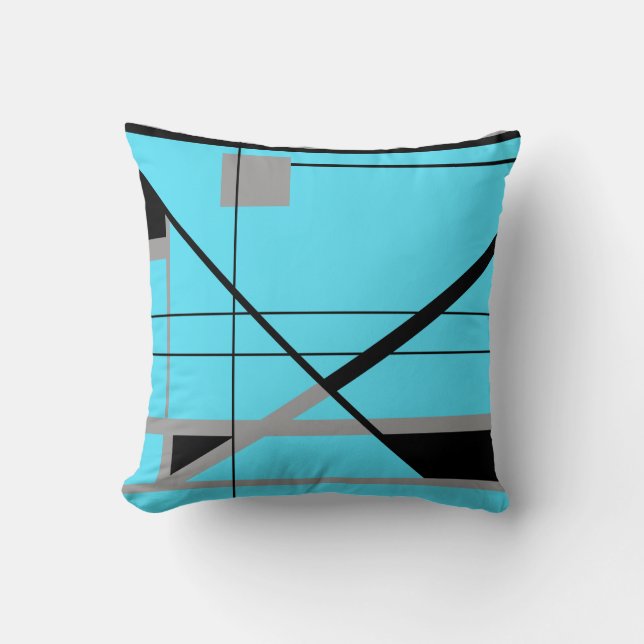 Coussin Motif géométrique Crisscross en gris turquoise noi (Recto)